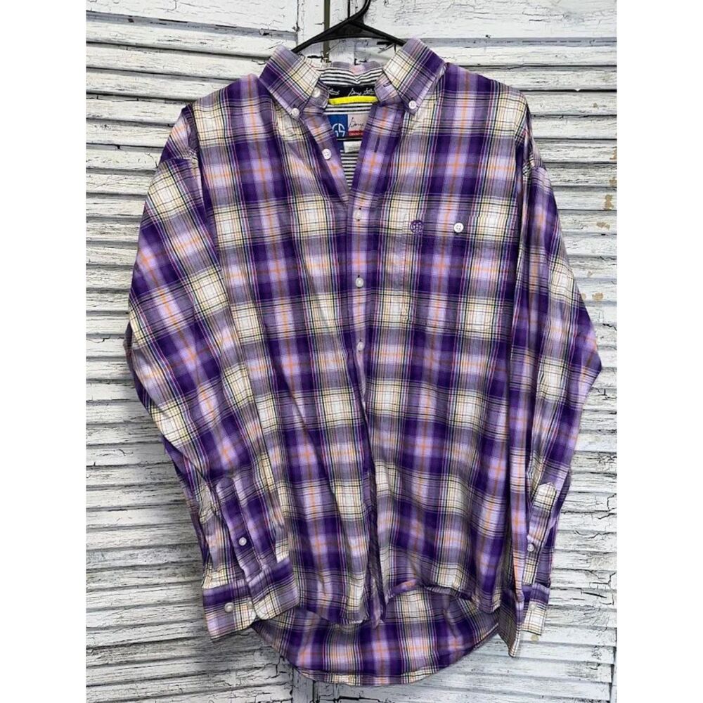Men's Purple Wrangler George Strait Collection Button Up Shirt Size Medium